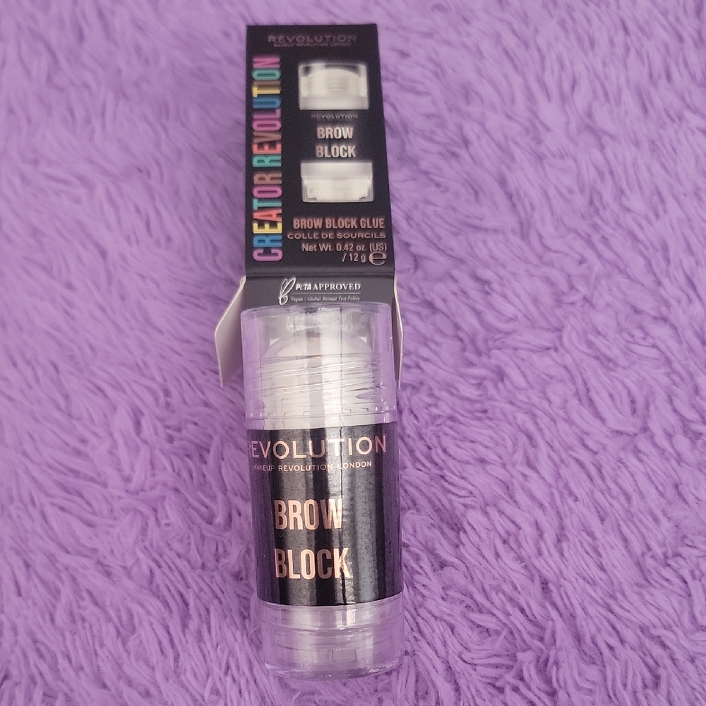 Revolution Brow Block Glue with Black and Gold Packaging